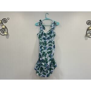 Cider Floral Multicolor Blue Green Dress Tie Strap Small S NEW